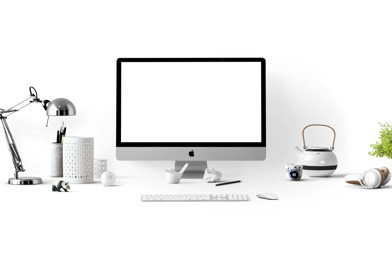 home-hero-bg Minimalist office desk with an iMac, lamp, and stationary, perfect for tech backgrounds.